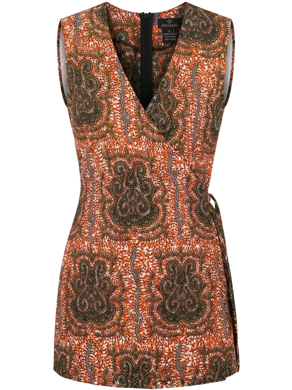 D'Iyanu Orange & Olive Printed Wrap Dress
